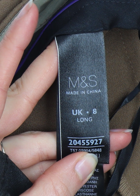 Womens UK Size 8 Marks and Spencer Regular Fit Dress Pants Brown Trousers