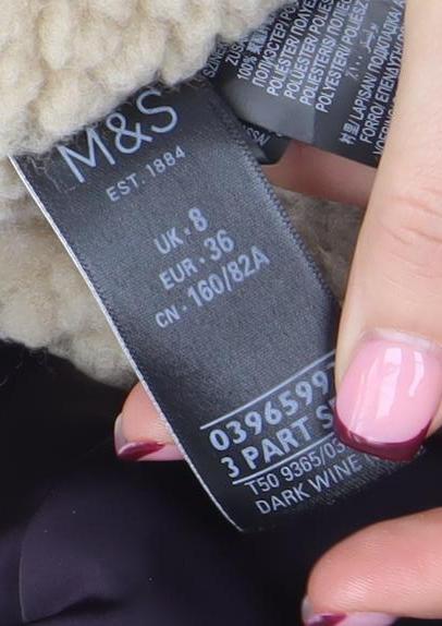 Womens UK Size 8 Marks and Spencer Purple Parka Coat