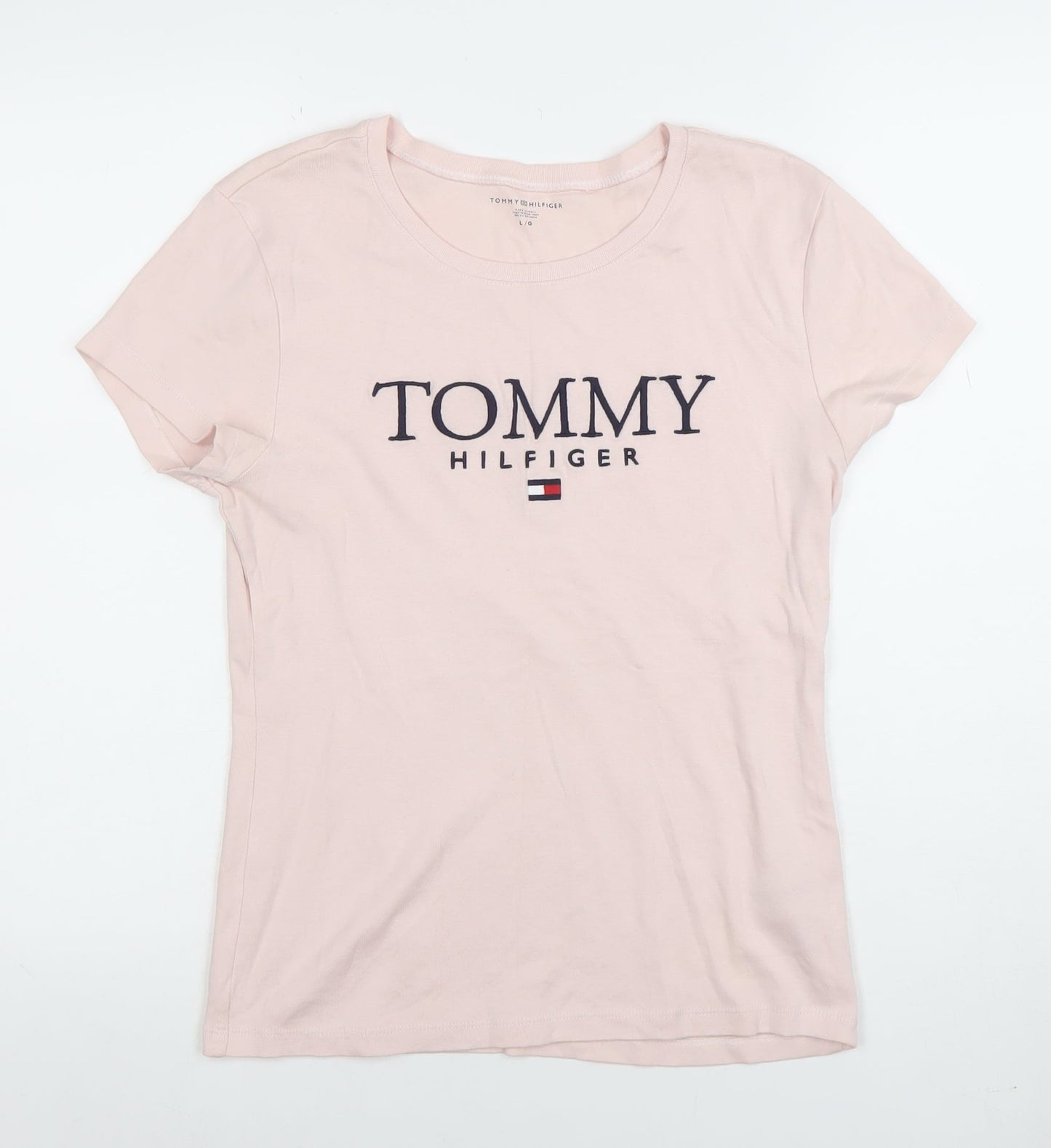 Womens UK Size L Tommy Hilfiger Pink Basic T-Shirt