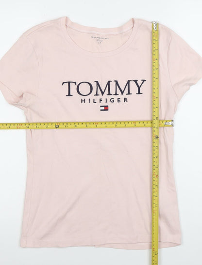 Womens UK Size L Tommy Hilfiger Pink Basic T-Shirt