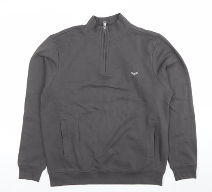 Mens UK Size M Threadbare Grey Henley Sweatshirt