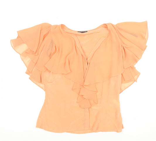 Womens UK Size 10 Warehouse Beige Wrap Blouse