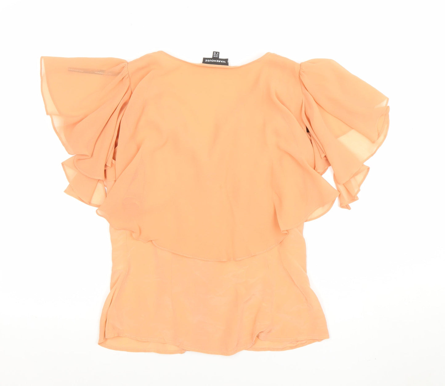 Womens UK Size 10 Warehouse Beige Wrap Blouse