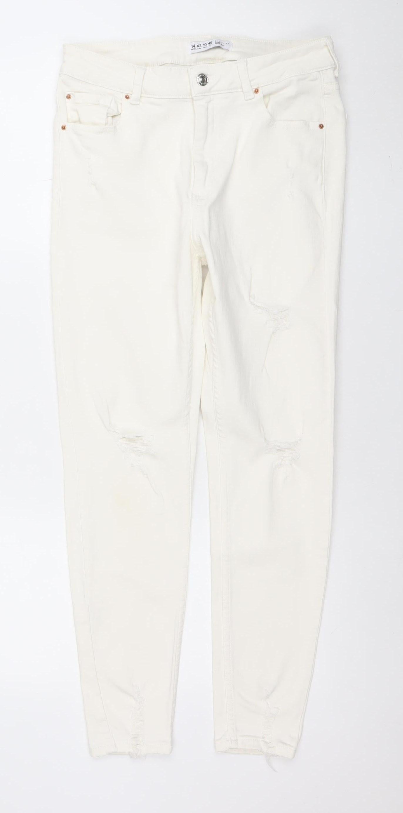 Womens UK Size 14 denim co Slim Fit Skinny White Jeans