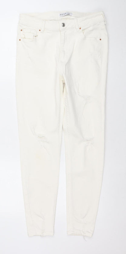 Womens UK Size 14 denim co Slim Fit Skinny White Jeans