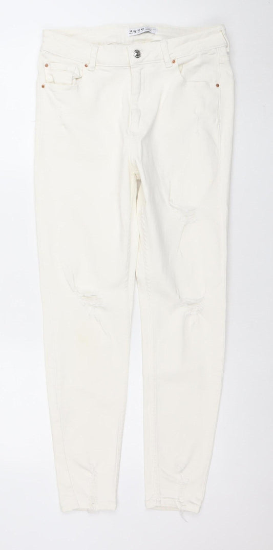Womens UK Size 14 denim co Slim Fit Skinny White Jeans