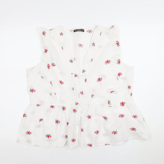 Womens UK Size L Dunnes White Tunic Blouse