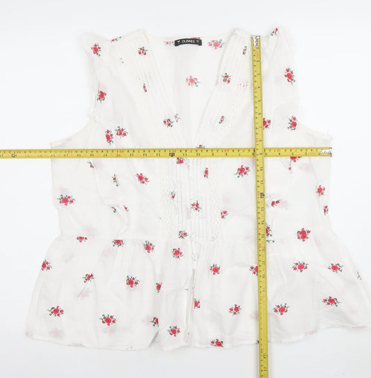 Womens UK Size L Dunnes White Tunic Blouse