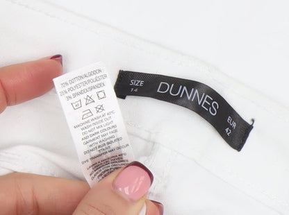 Dunnes Women White Size 14 Bermuda Stretch Cotton Shorts