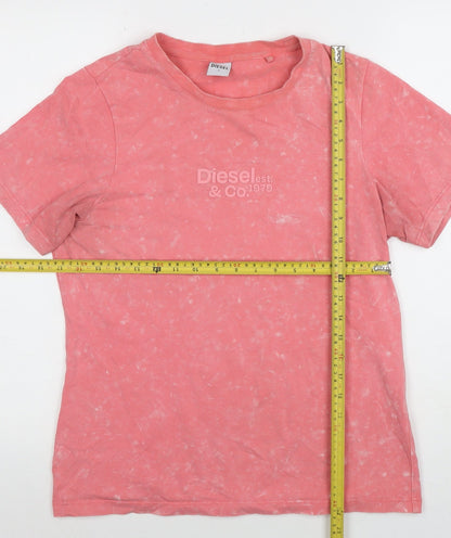 Womens UK Size M Diesel Pink Basic T-Shirt