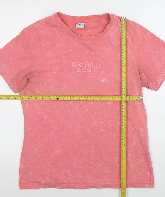 Womens UK Size M Diesel Pink Basic T-Shirt