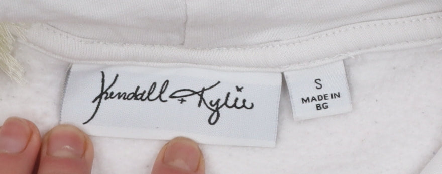 Womens UK Size S Kendall + Kylie White Pullover Hoodie