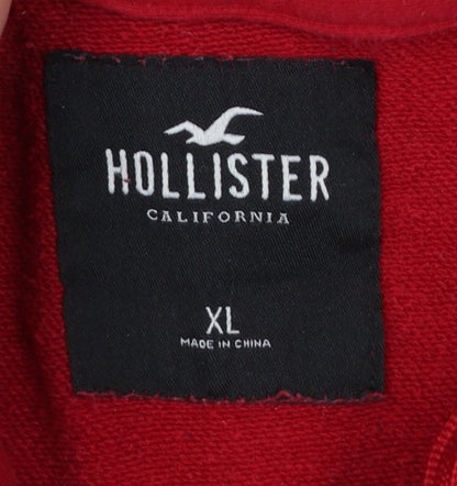 Mens UK Size XL Hollister Red Pullover Hoodie