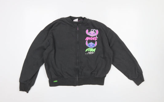 Primark Girls Black Full Zip Stitch & Angel Sweatshirt 12-13 Years