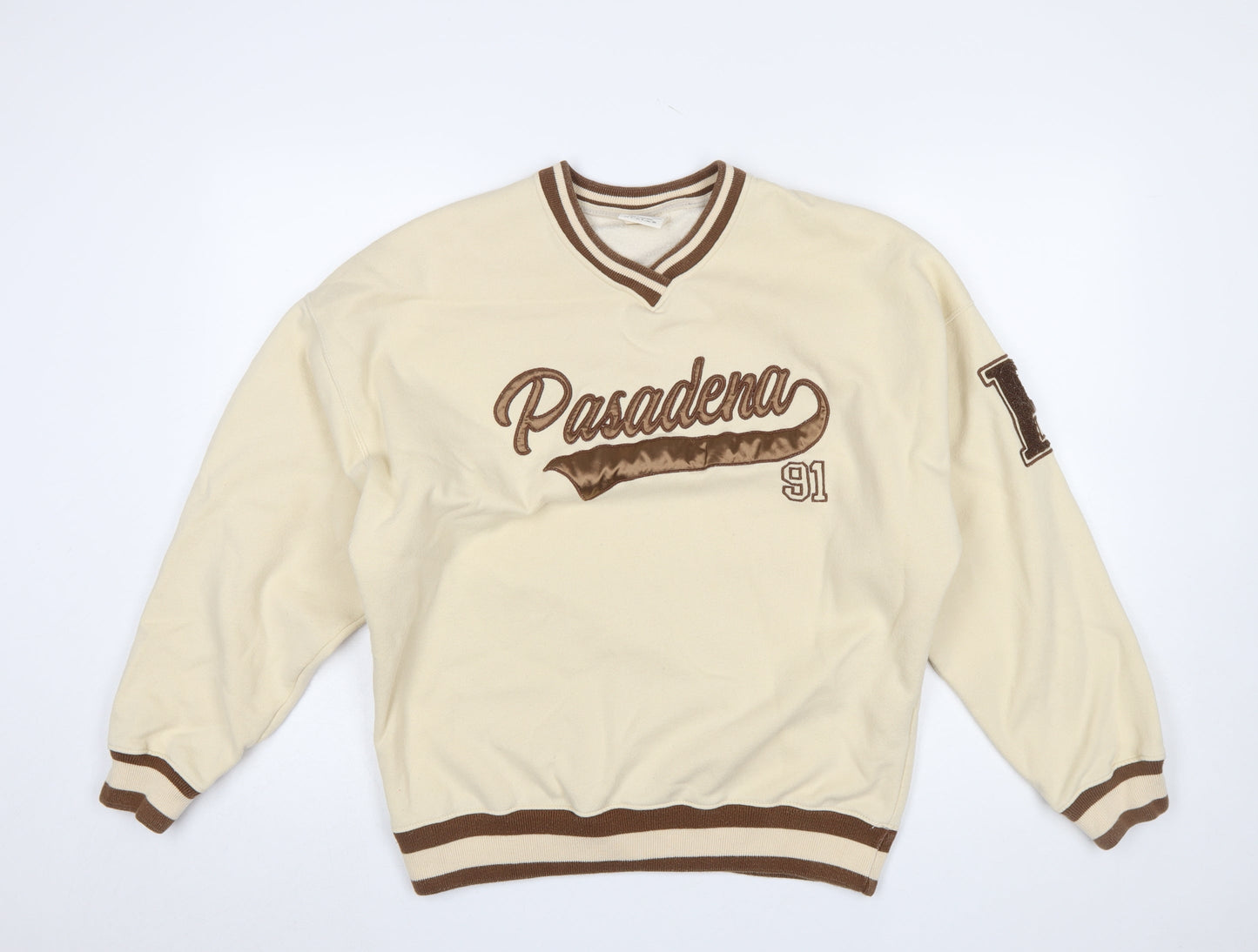 Womens UK Size S Pull & Bear Beige Pullover Sweatshirt