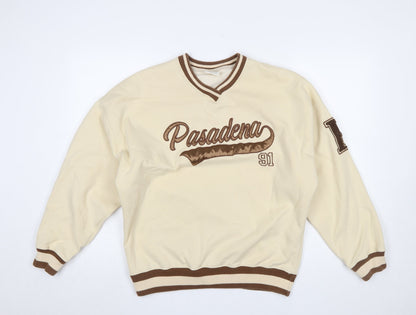Womens UK Size S Pull & Bear Beige Pullover Sweatshirt