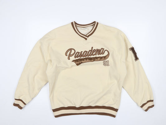 Womens UK Size S Pull & Bear Beige Pullover Sweatshirt