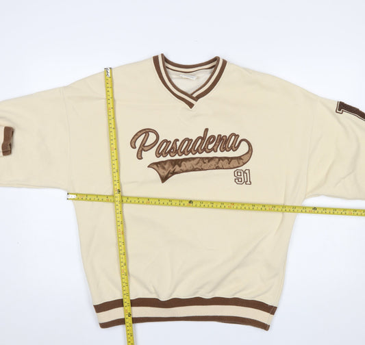 Womens UK Size S Pull & Bear Beige Pullover Sweatshirt