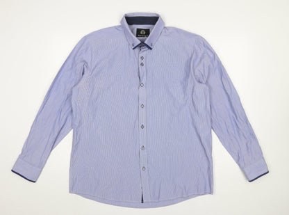 Silvio Valentin Men's Blue Striped Button-Down 2XL Casual Shirt