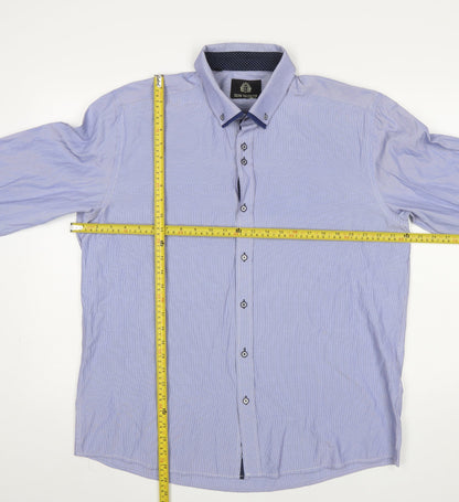 Silvio Valentin Men's Blue Striped Button-Down 2XL Casual Shirt