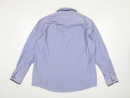Silvio Valentin Men's Blue Striped Button-Down 2XL Casual Shirt