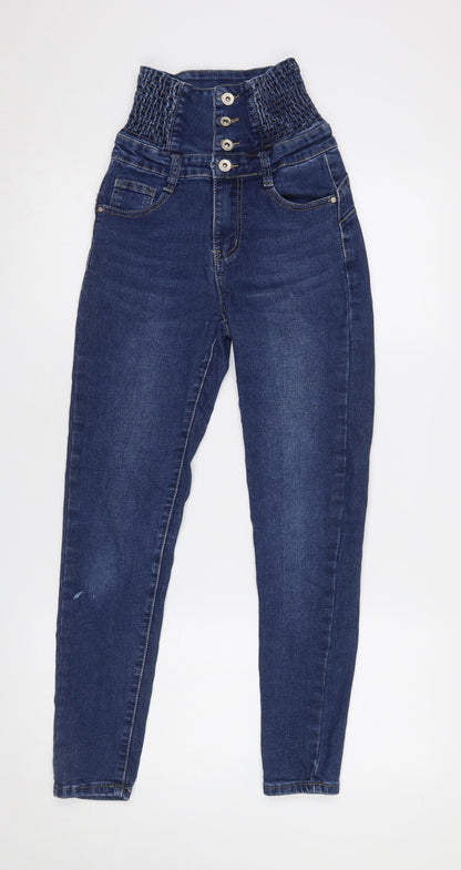 Womens UK Size S Miss Bon Slim Fit High-Waisted Skinny Blue Jeans