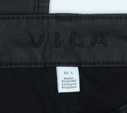 Womens UK Size L VILA Slim Fit CasualParty/Cocktail Black Trousers