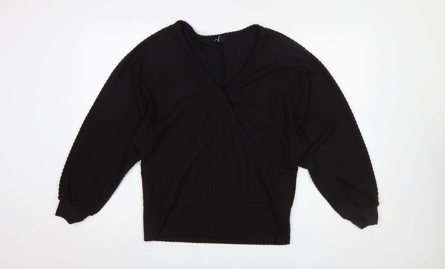 Womens UK Size M New Look Black Wrap Blouse