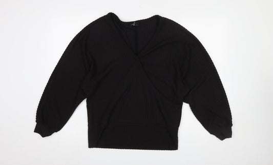 Womens UK Size M New Look Black Wrap Blouse