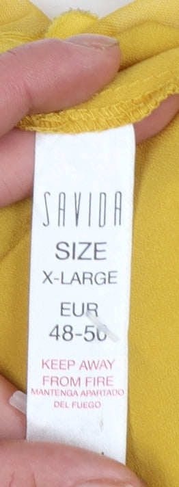 Womens UK Size XL Savida Yellow Tunic Blouse
