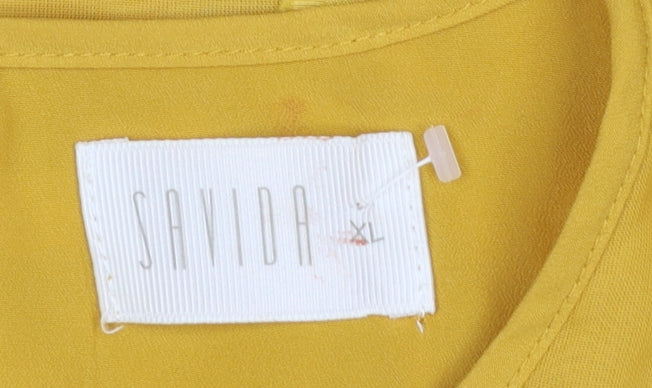 Womens UK Size XL Savida Yellow Tunic Blouse