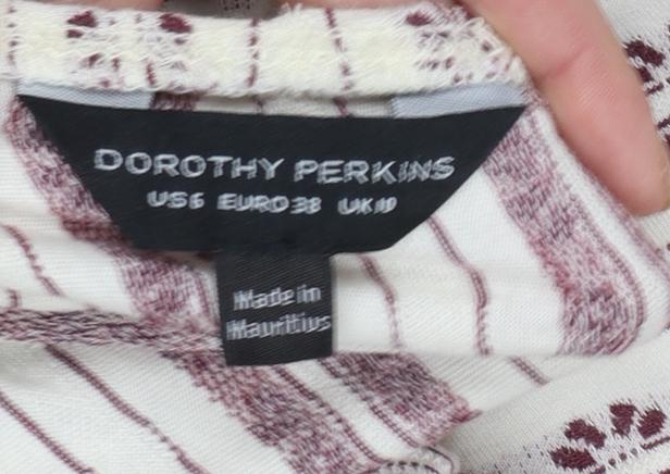 Womens UK Size 10 Dorothy Perkins Beige Bohemian Blouse