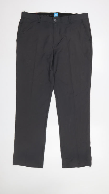 Mens UK Size 36W Regular Slazenger Regular Fit Chino Black Trousers