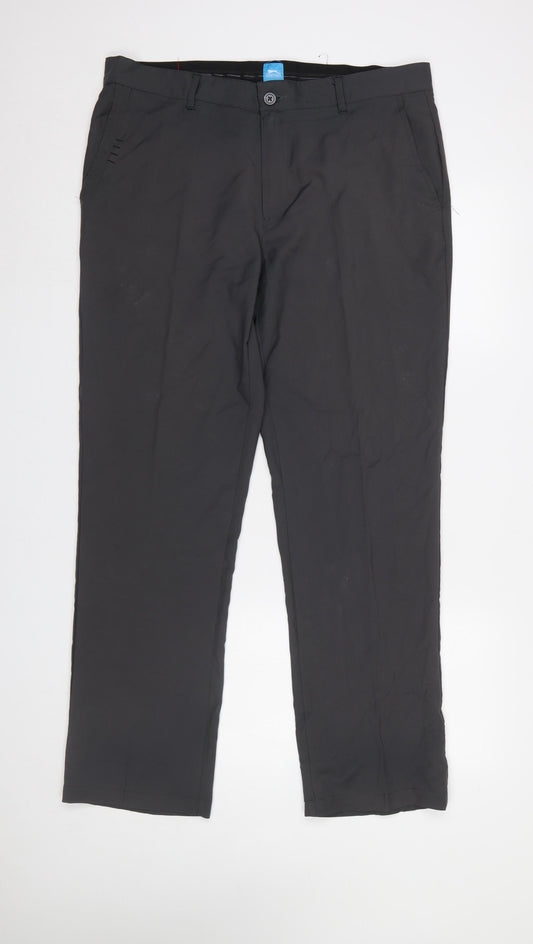 Mens UK Size 36W Regular Slazenger Regular Fit Chino Black Trousers