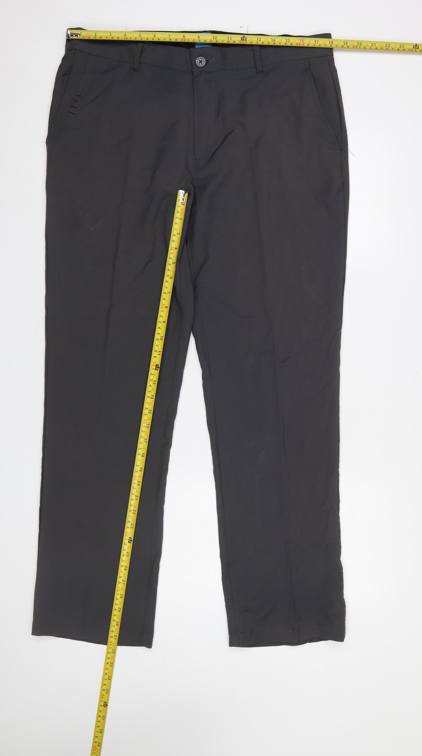 Mens UK Size 36W Regular Slazenger Regular Fit Chino Black Trousers