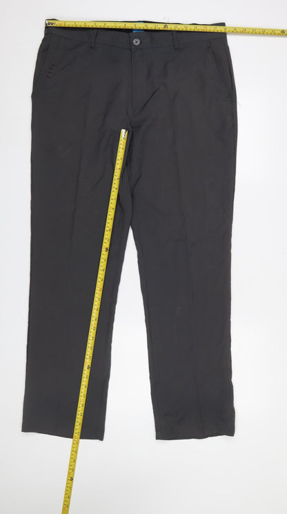 Mens UK Size 36W Regular Slazenger Regular Fit Chino Black Trousers