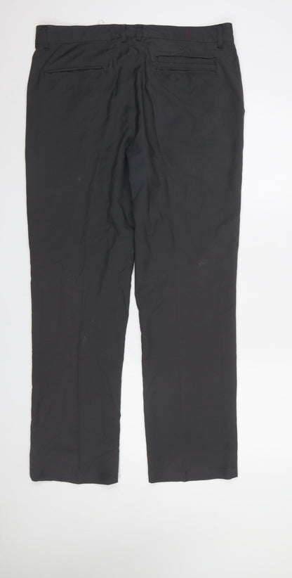 Mens UK Size 36W Regular Slazenger Regular Fit Chino Black Trousers