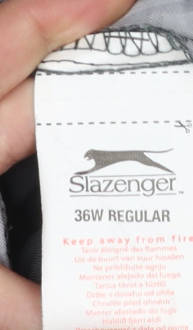 Mens UK Size 36W Regular Slazenger Regular Fit Chino Black Trousers