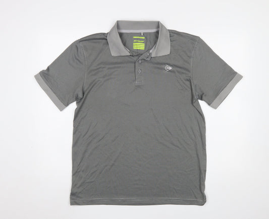 Mens UK Size L Dunlop Grey Golf Gym & Training Walking Polo