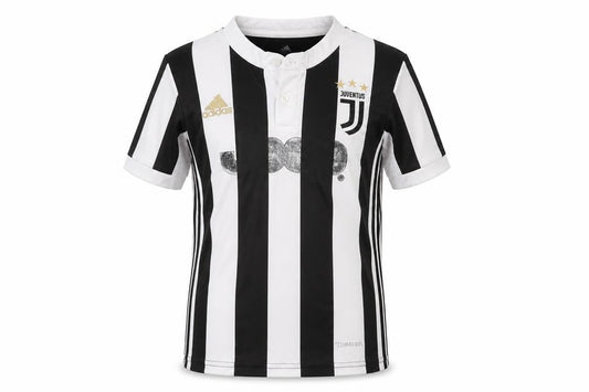 Front view of Adidas boys’ black white juventus football jersey shirt, size 18, years