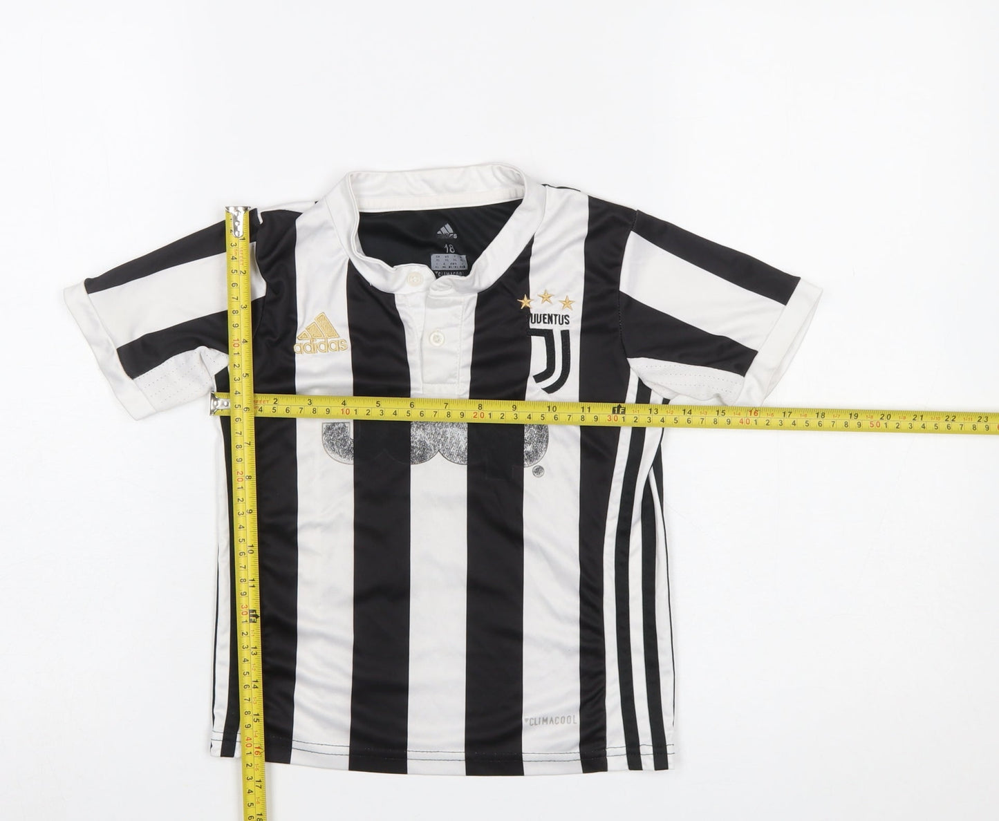 Adidas Boys Black White Juventus Football Jersey Shirt Size 18 Years