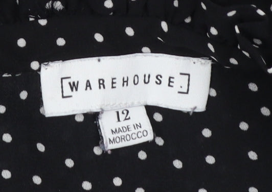 Womens UK Size 12 Warehouse Black Basic Blouse