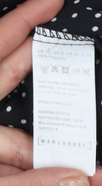 Womens UK Size 12 Warehouse Black Basic Blouse