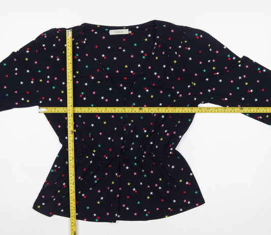Womens UK Size L Oasis Multicoloured Wrap Blouse
