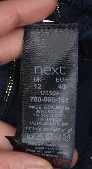 Next Women's Blue Check Long Sleeve Collared Blouse Size 12