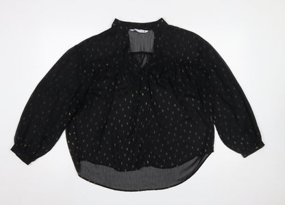 Womens UK Size 12 Zara Black Tunic Blouse