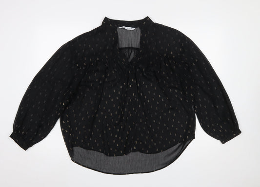 Womens UK Size 12 Zara Black Tunic Blouse