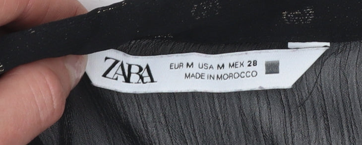 Womens UK Size 12 Zara Black Tunic Blouse