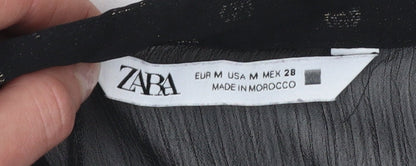 Womens UK Size 12 Zara Black Tunic Blouse