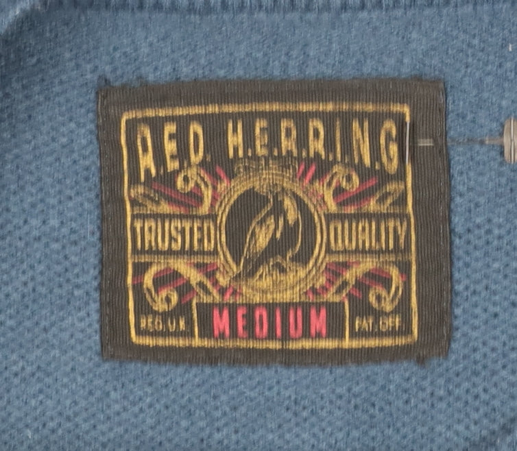 Mens UK Size M Red Herring Blue Pullover Jumper